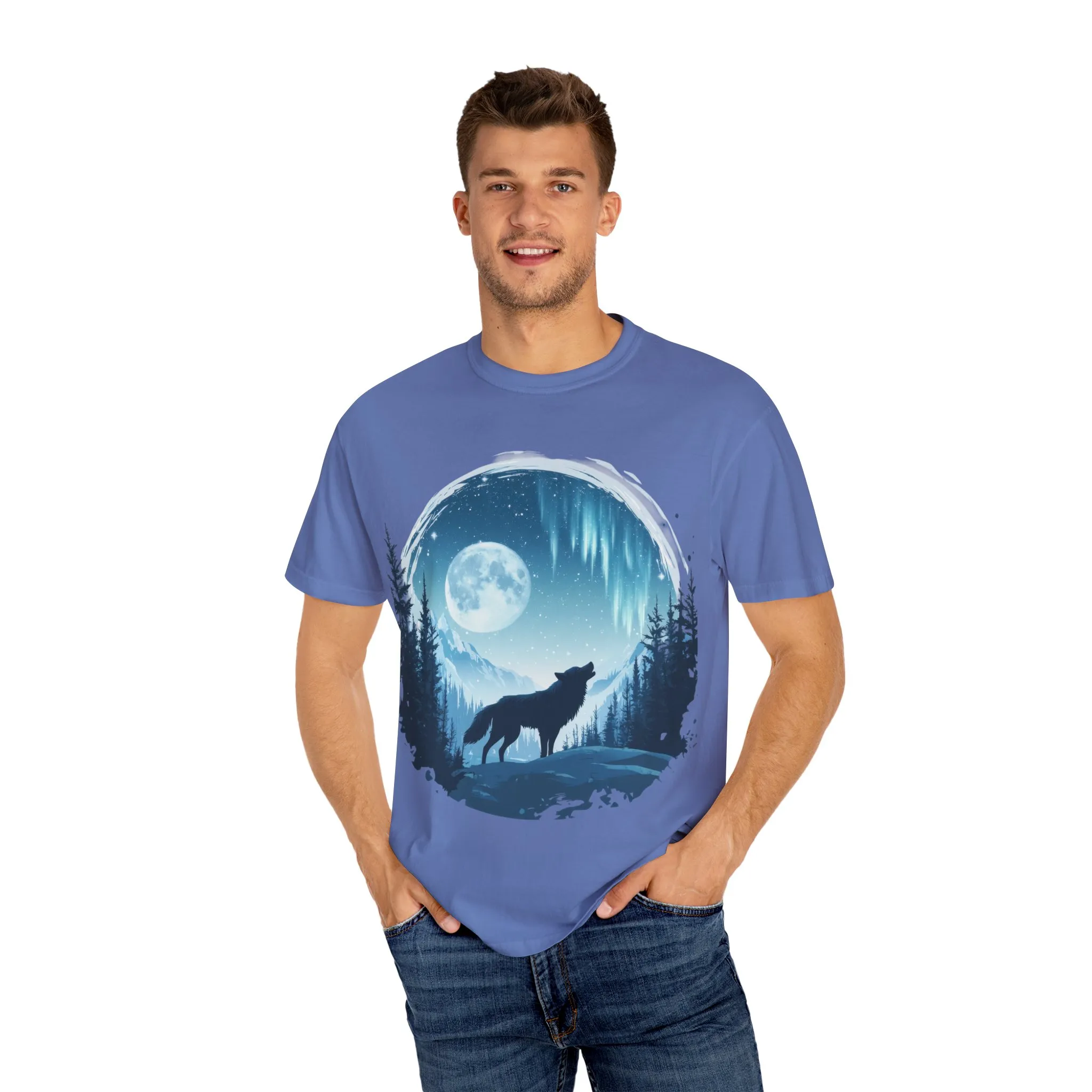 Mystical Wolf Moon T-shirt - Unisex Garment-Dyed Tee for Nature Lovers - Image 15