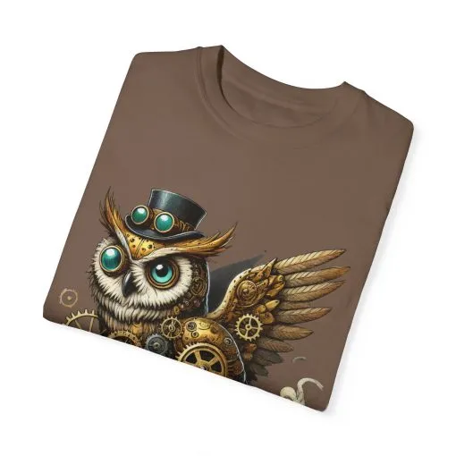 Steampunk Owl Unisex Garment-Dyed T-Shirt - Image 14