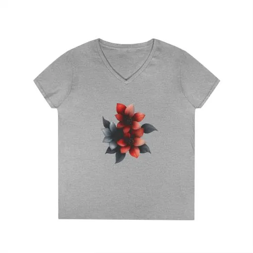 Floral Ladies' V-Neck T-Shirt - Elegant & Stylish Tee for Everyday Wear - Image 4