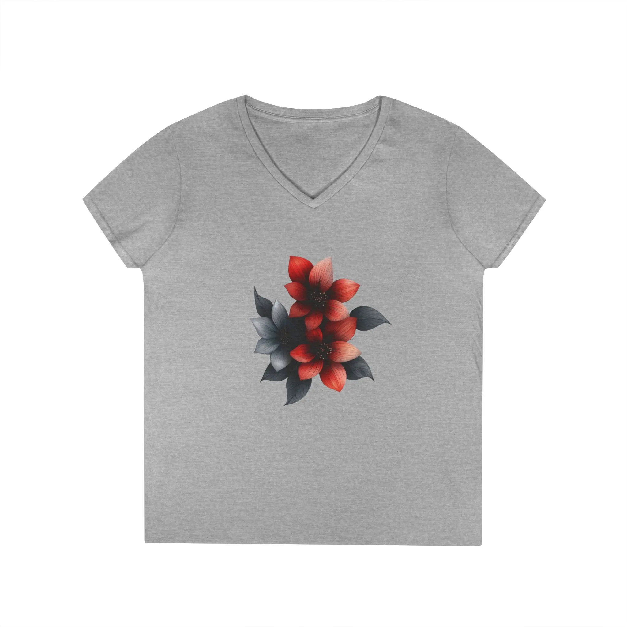 Floral Ladies' V-Neck T-Shirt - Elegant & Stylish Tee for Everyday Wear - Image 4