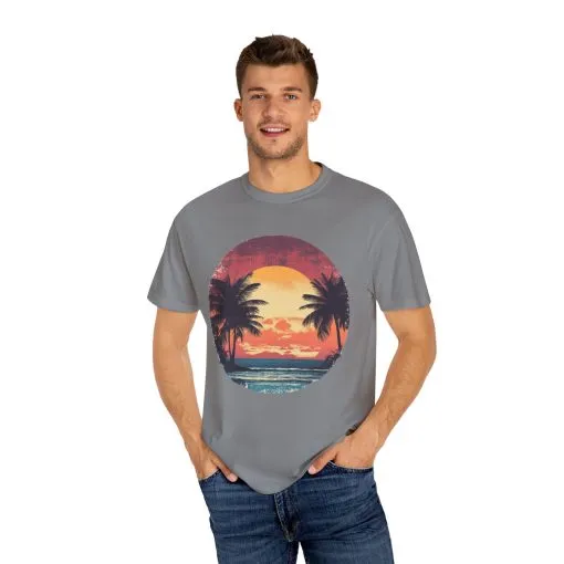 Unisex Garment-Dyed T-shirt | Sunset Beach Vibes Tee - Image 15