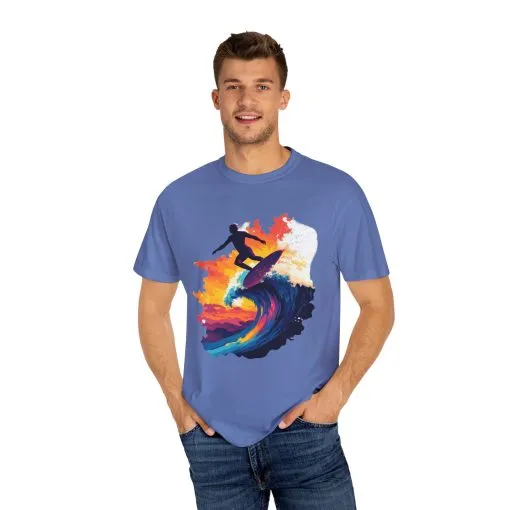 Surfing Sunset Unisex Garment-Dyed T-Shirt - Image 27