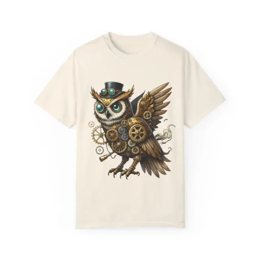 Steampunk Owl Unisex Garment-Dyed T-Shirt - Image 9