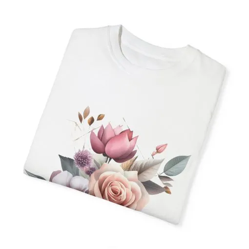 Floral Bouquet Unisex Garment-Dyed T-Shirt - Perfect for Spring Celebrations - Image 2