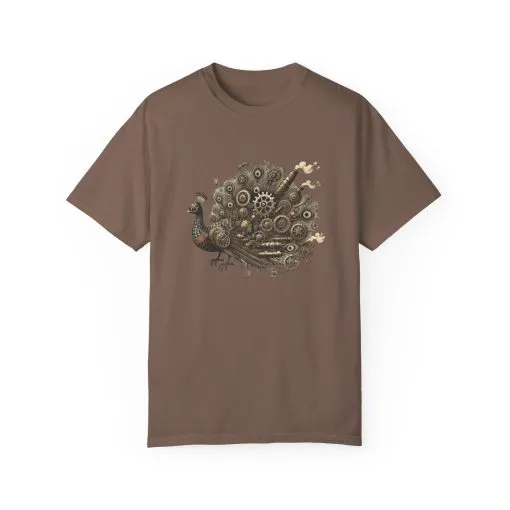 Steampunk Peacock Unisex Garment-Dyed T-Shirt - Image 21