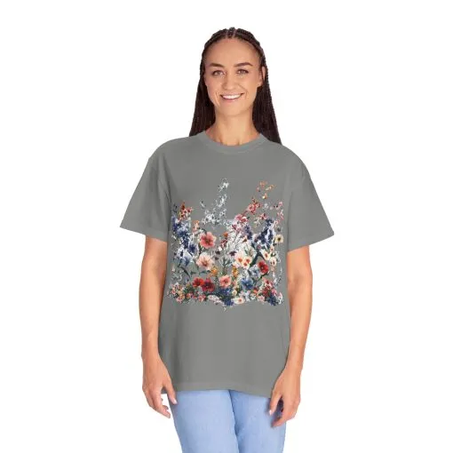 Floral Garden Unisex Garment-Dyed T-Shirt - Nature-Inspired Design - Image 20