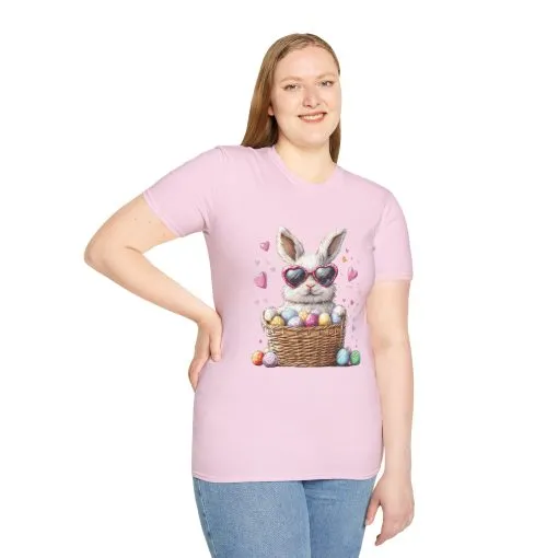 Cute Bunny Easter T-Shirt - Unisex Softstyle Tee with Colorful Egg Design - Image 54