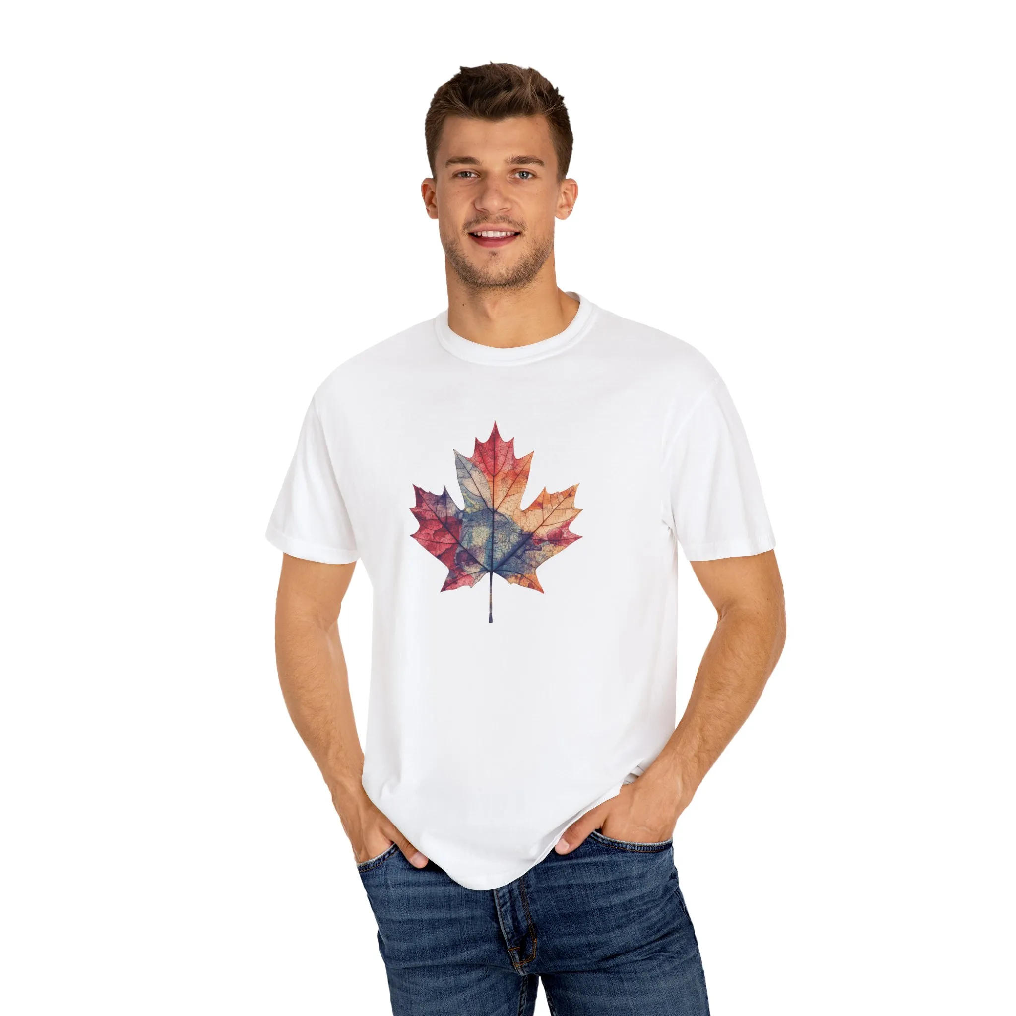 Autumn Maple Leaf Unisex Garment-Dyed T-Shirt - Image 3
