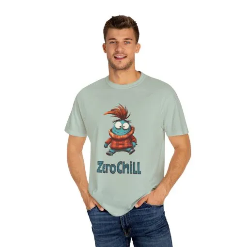 Unisex Garment-Dyed T-Shirt - 'Zero Chill' Fun Character Design - Image 7