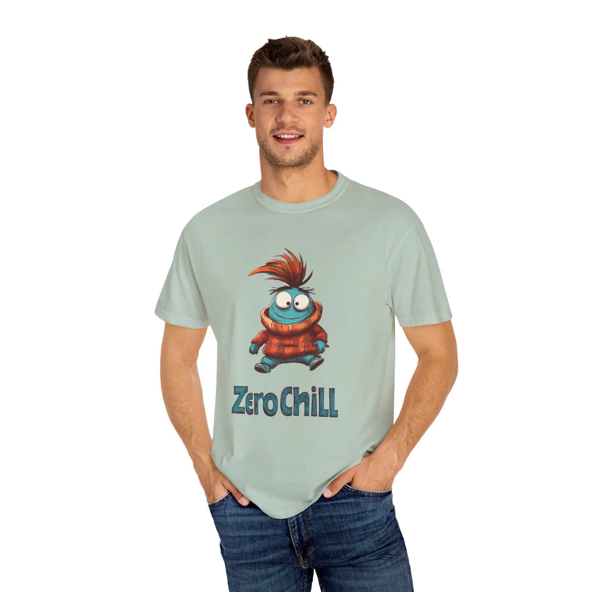 Unisex Garment-Dyed T-Shirt - 'Zero Chill' Fun Character Design - Image 7