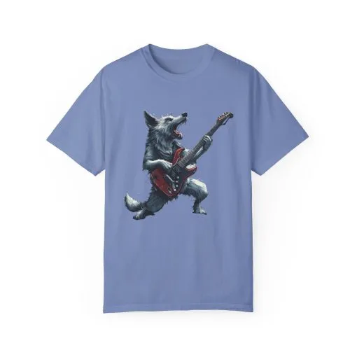 Rocking Wolf Unisex Garment-Dyed T-Shirt - Music Lover's Tee - Image 13