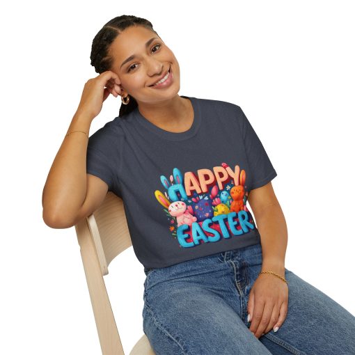 Happy Easter Unisex Softstyle T-Shirt - Fun Spring Bunny Design - Image 55