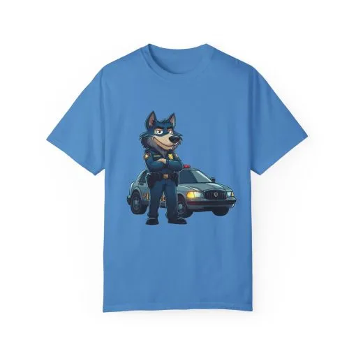 Cute Cartoon Police Dog T-Shirt - Unisex Garment-Dyed Tee - Image 29