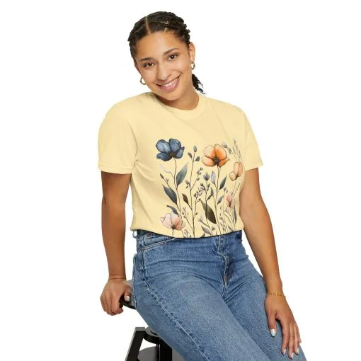 Floral Garden Unisex Garment-Dyed T-Shirt - Eco-Friendly Spring Wear - Image 12