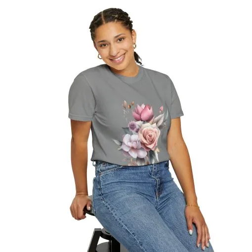 Floral Bouquet Unisex Garment-Dyed T-Shirt - Perfect for Spring Celebrations - Image 16