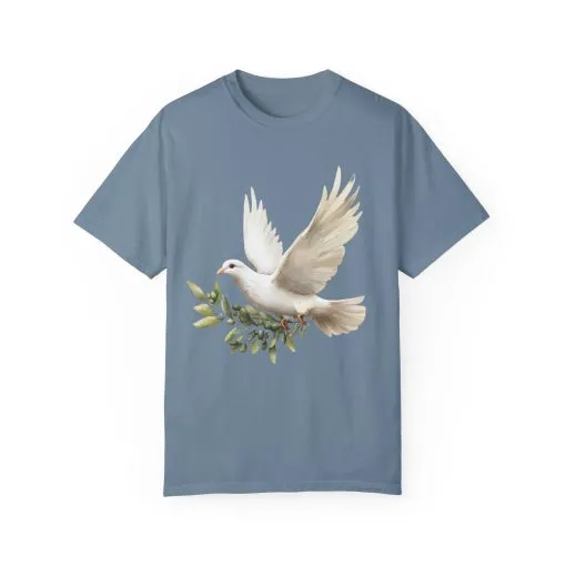 Serene Dove Unisex Garment-Dyed T-Shirt - Peaceful Nature Design - Image 24