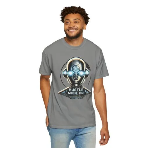 Hustle Mode On Unisex Garment-Dyed T-Shirt - Motivational Graphic Tee - Image 4