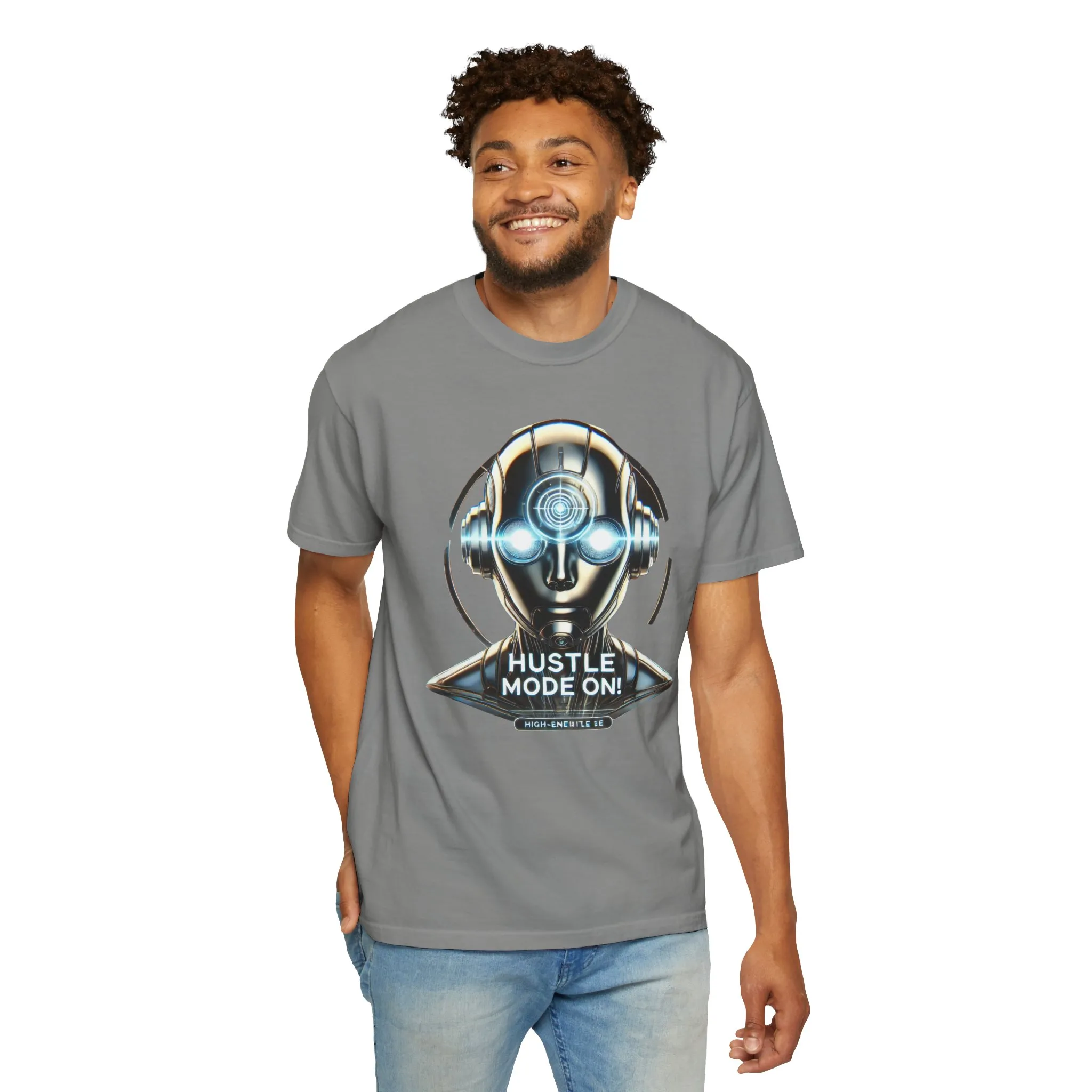 Hustle Mode On Unisex Garment-Dyed T-Shirt - Motivational Graphic Tee - Image 4