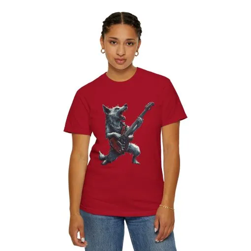 Rocking Wolf Unisex Garment-Dyed T-Shirt - Music Lover's Tee - Image 32