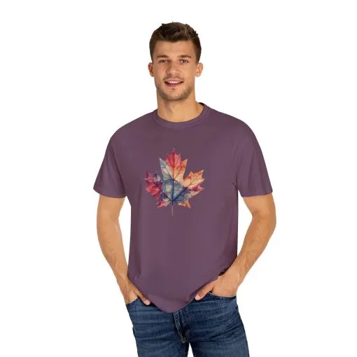Autumn Maple Leaf Unisex Garment-Dyed T-Shirt - Image 31