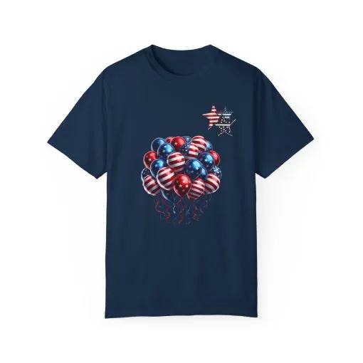 Patriotic Balloon T-Shirt | Unisex Garment-Dyed Tee for Independence Day Celebrations - Image 9