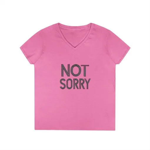 Not Sorry Ladies' V-Neck T-Shirt - Casual Statement Tee for Confident Women - Image 7