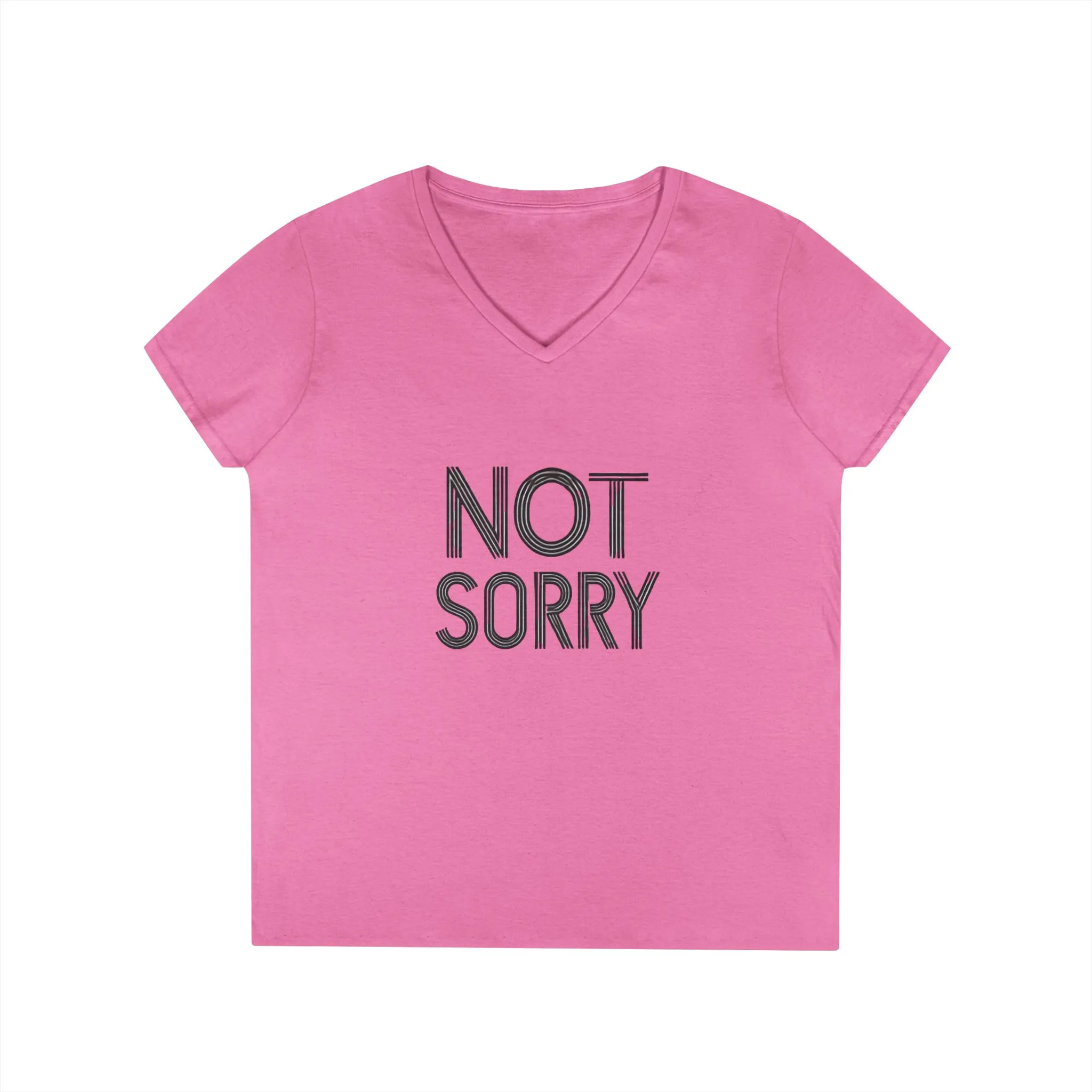 Not Sorry Ladies' V-Neck T-Shirt - Casual Statement Tee for Confident Women - Image 7