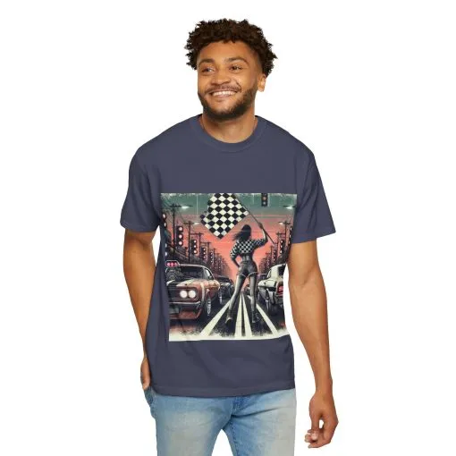 Retro Racing Flag T-Shirt - Unisex Garment-Dyed Tee for Car Enthusiasts - Image 12