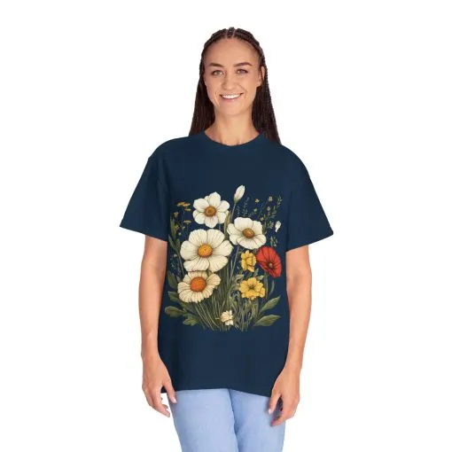 Floral Garden Unisex T-Shirt - Vintage Style Flower Design - Image 31