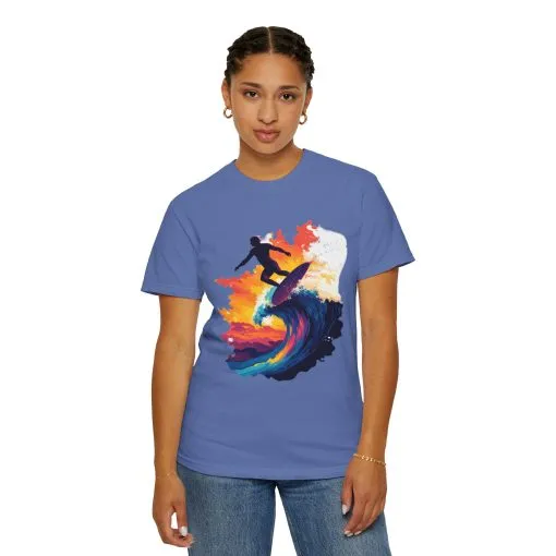 Surfing Sunset Unisex Garment-Dyed T-Shirt - Image 28