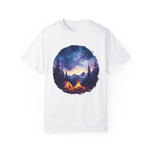 Campfire Night Sky Unisex Garment-Dyed T-Shirt - Image 5