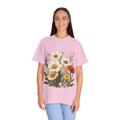 Floral Garden Unisex T-Shirt - Vintage Style Flower Design - Image 43