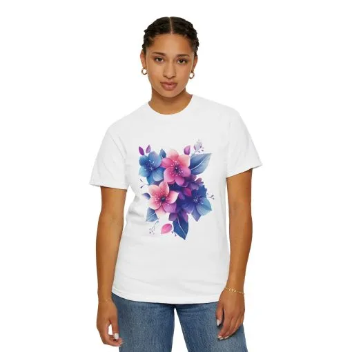 Floral Vibe Unisex Garment-Dyed T-Shirt | Comfortable, Stylish Tee for Nature Lovers