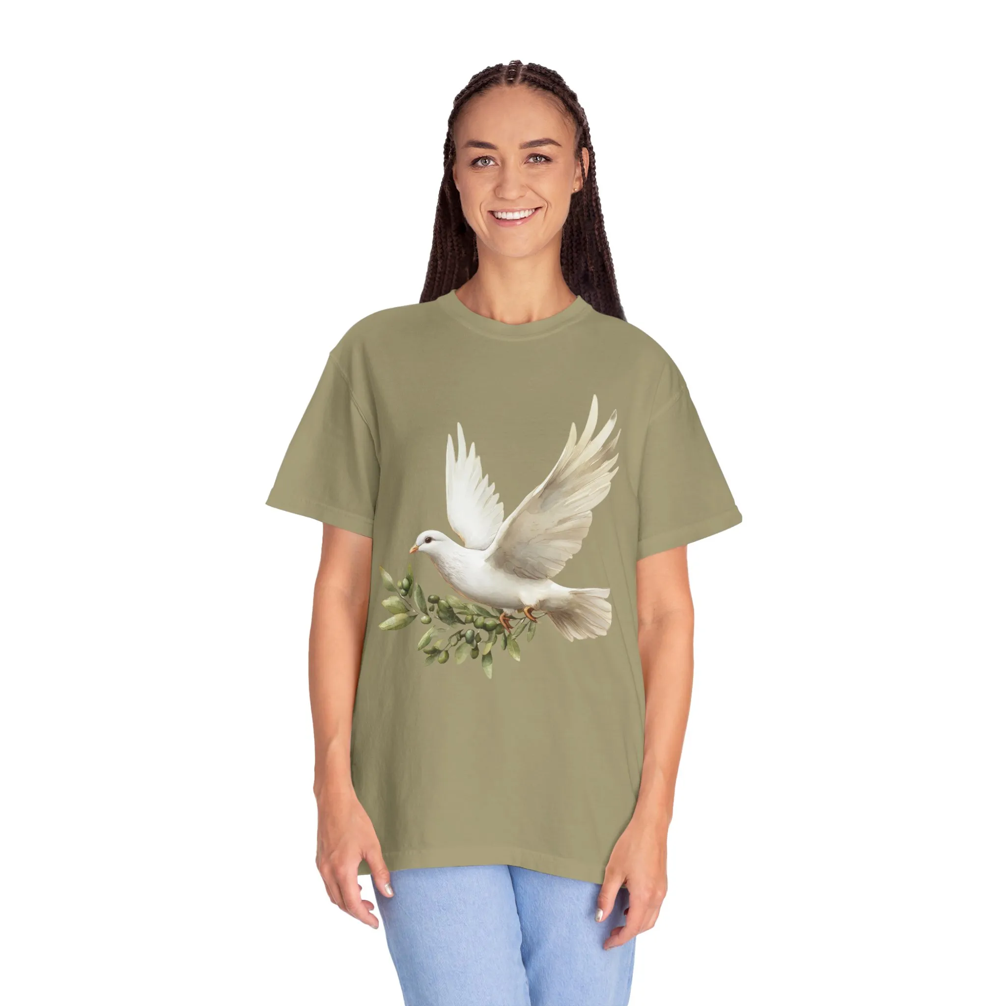 Serene Dove Unisex Garment-Dyed T-Shirt - Peaceful Nature Design - Image 12