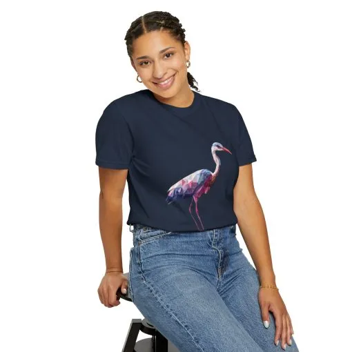 Geo Crane Unisex Garment-Dyed T-Shirt – Stylish Bird Graphic Tee for Nature Lovers - Image 49