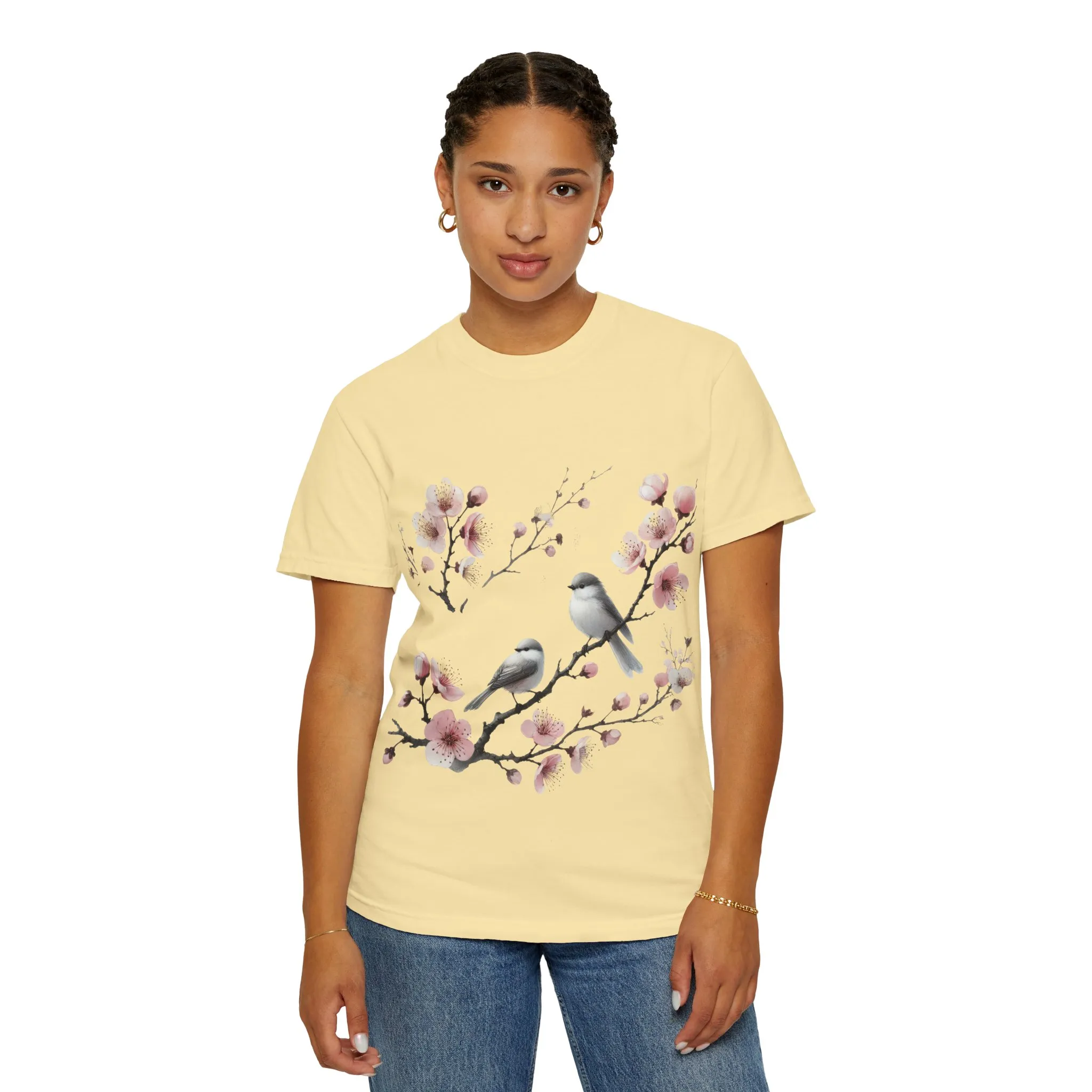 Spring Blossom Unisex T-Shirt - Floral Bird Design - Image 11