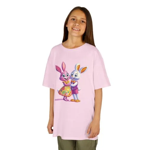 Cute Bunny Love Kids Heavy Cotton Tee - Adorable Cartoon Design for Spring Celebrations - Image 24