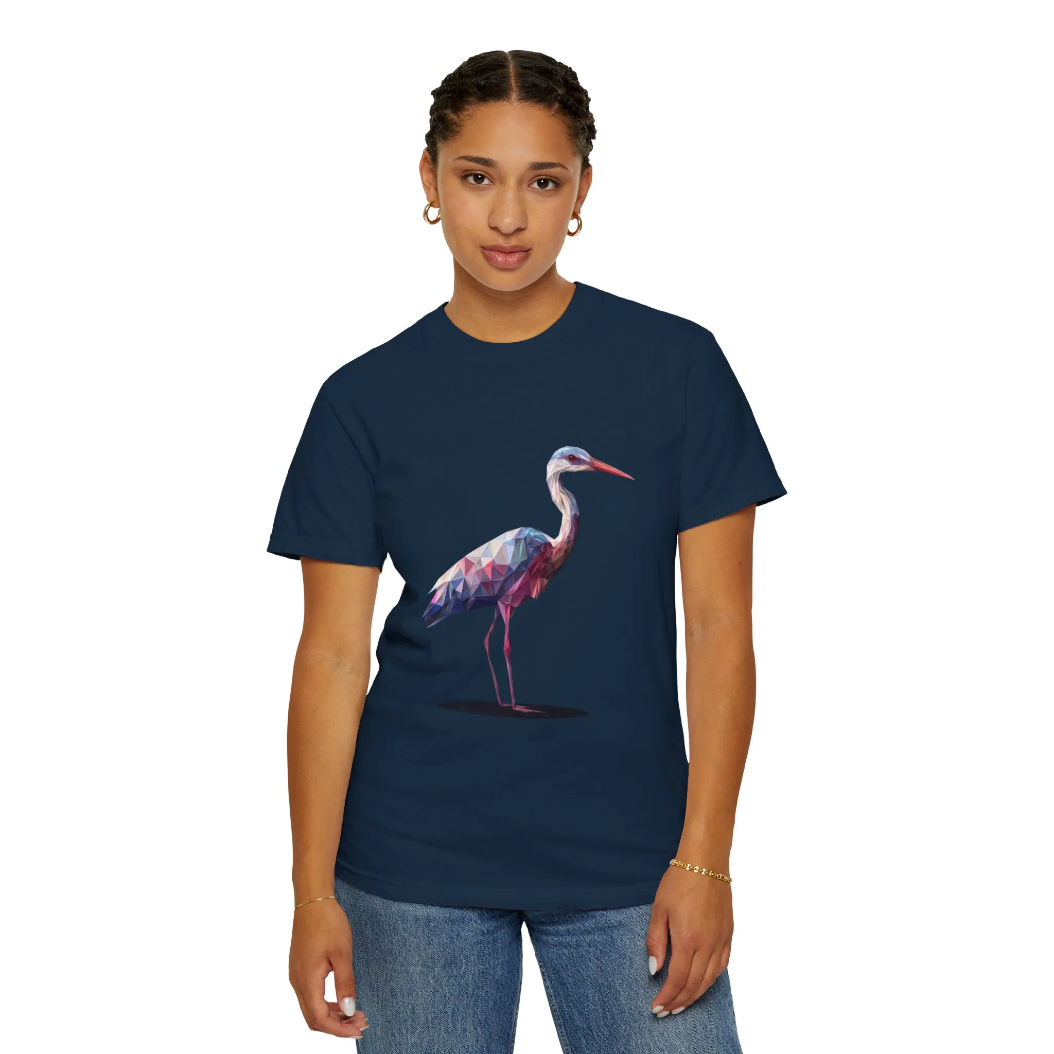 Geo Crane Unisex Garment-Dyed T-Shirt – Stylish Bird Graphic Tee for Nature Lovers - Image 45