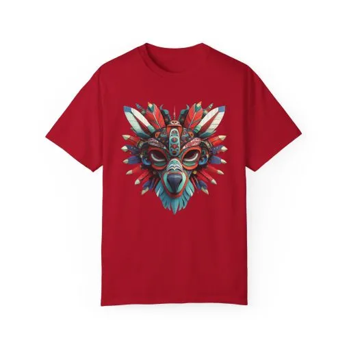 Vibrant Tribal Mask Unisex Garment-Dyed T-Shirt | Unique Festival Fashion - Image 58