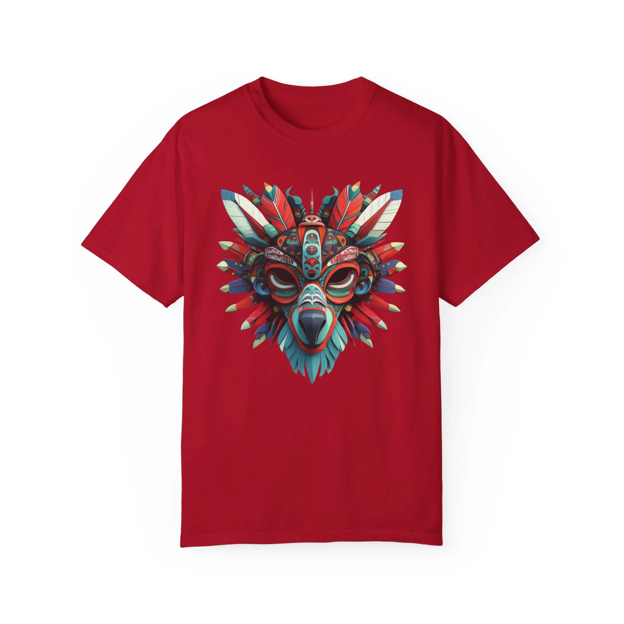 Vibrant Tribal Mask Unisex Garment-Dyed T-Shirt | Unique Festival Fashion - Image 58
