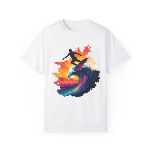 Surfing Sunset Unisex Garment-Dyed T-Shirt - Image 5