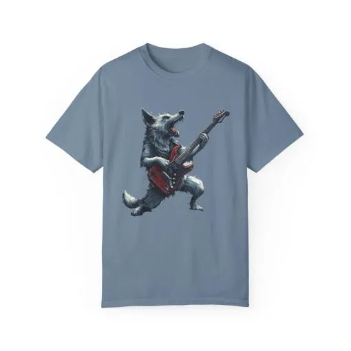 Rocking Wolf Unisex Garment-Dyed T-Shirt - Music Lover's Tee