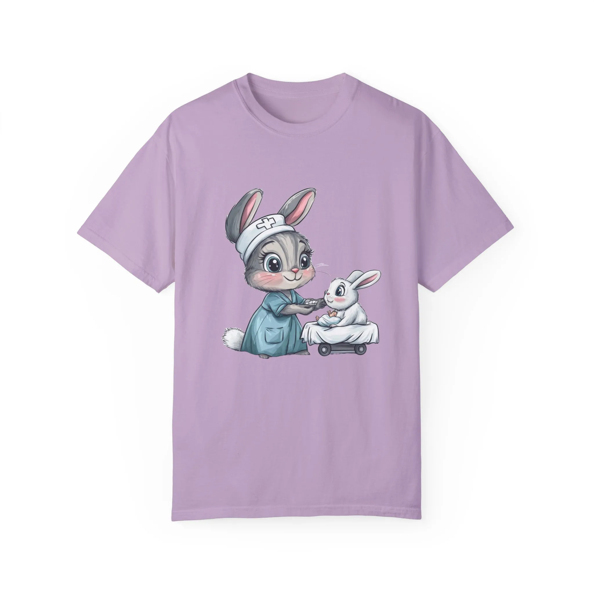 Cute Nurse Bunny Unisex Garment-Dyed T-Shirt - Image 46