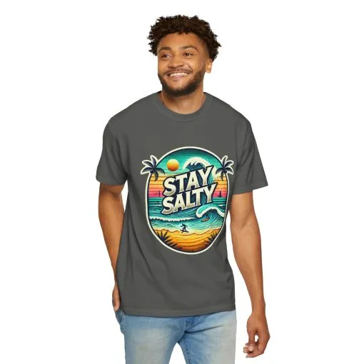 Stay Salty Unisex Garment-Dyed T-Shirt – Perfect for Beach Lovers & Summer Vibes - Image 16