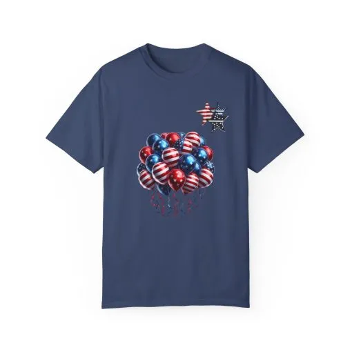 Patriotic Balloon T-Shirt | Unisex Garment-Dyed Tee for Independence Day Celebrations - Image 13