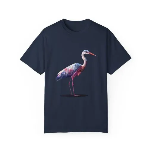 Geo Crane Unisex Garment-Dyed T-Shirt – Stylish Bird Graphic Tee for Nature Lovers - Image 46