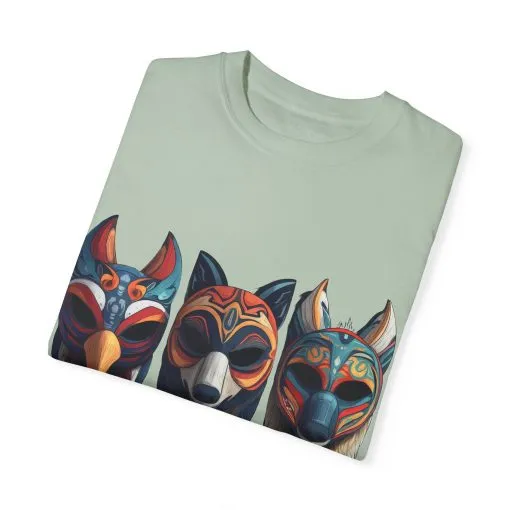 Tribal Mask Unisex Garment-Dyed T-Shirt | Artistic & Colorful Graphic Tee - Image 14