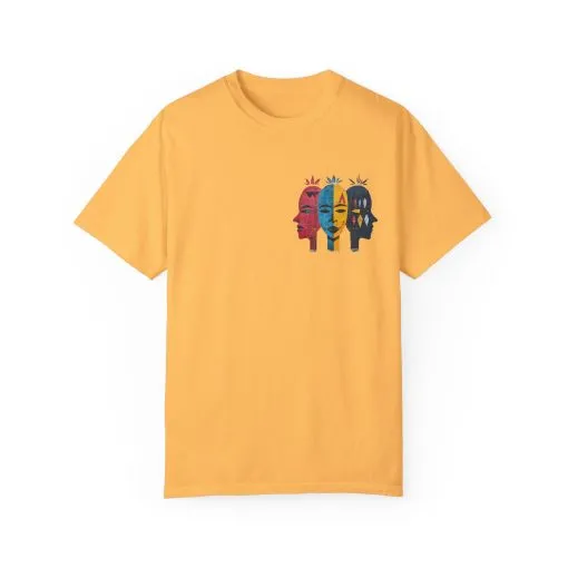 Vibrant Unisex Garment-Dyed T-Shirt with African Masks Design - Image 17