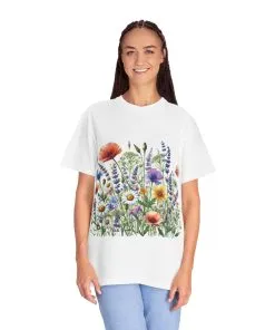 Flower Garden Unisex Garment-Dyed T-Shirt - Nature Inspired Casual Wear