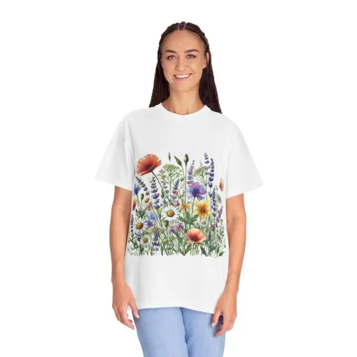 Flower Garden Unisex Garment-Dyed T-Shirt - Nature Inspired Casual Wear